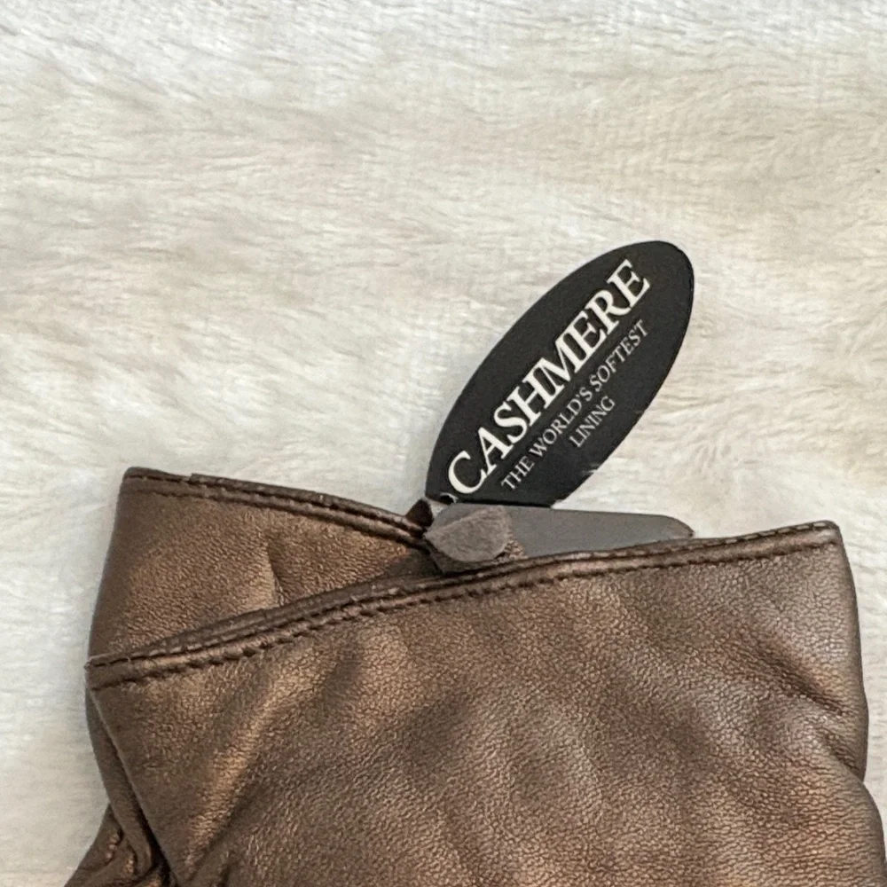 Excelled Women's Brown Leather Gloves- Cashmere Lined - Picture 3 of 8